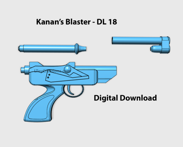 Kanan's Blaster (Digital Model/File/STL) - Star Wars Rebels, DL-18